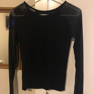 Black mesh sleeve top